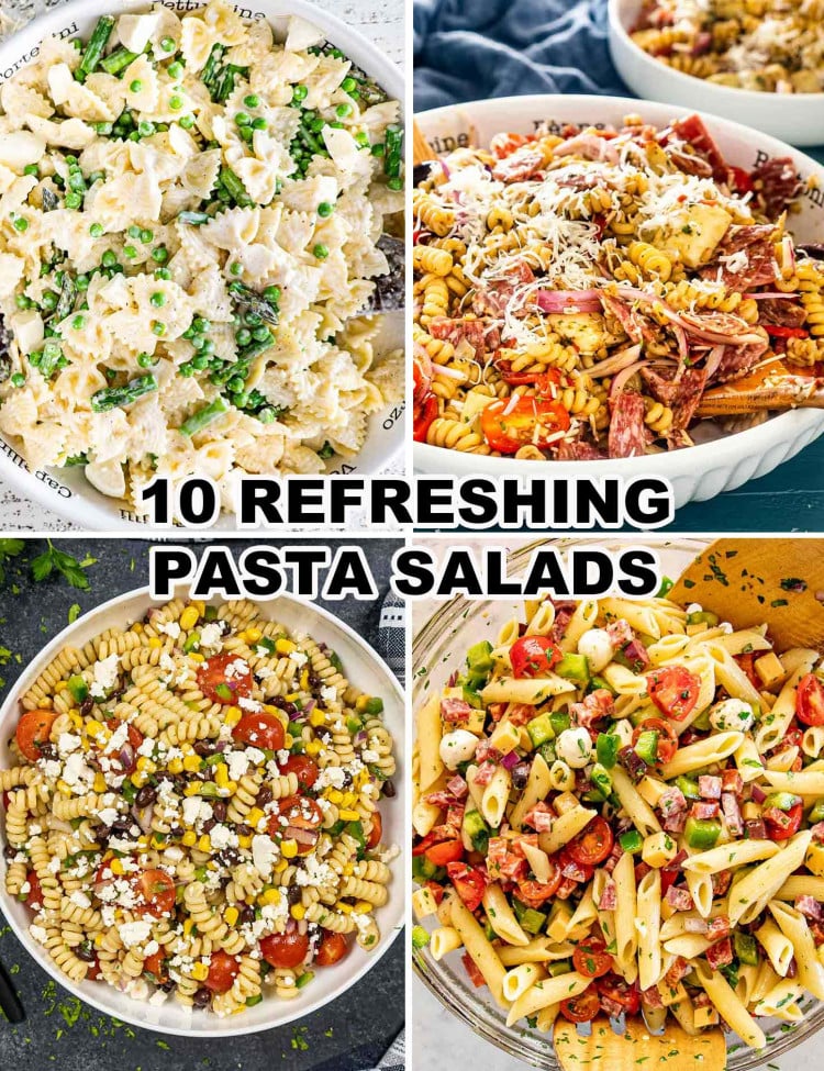 collage for 10 refreshing pasta salads.