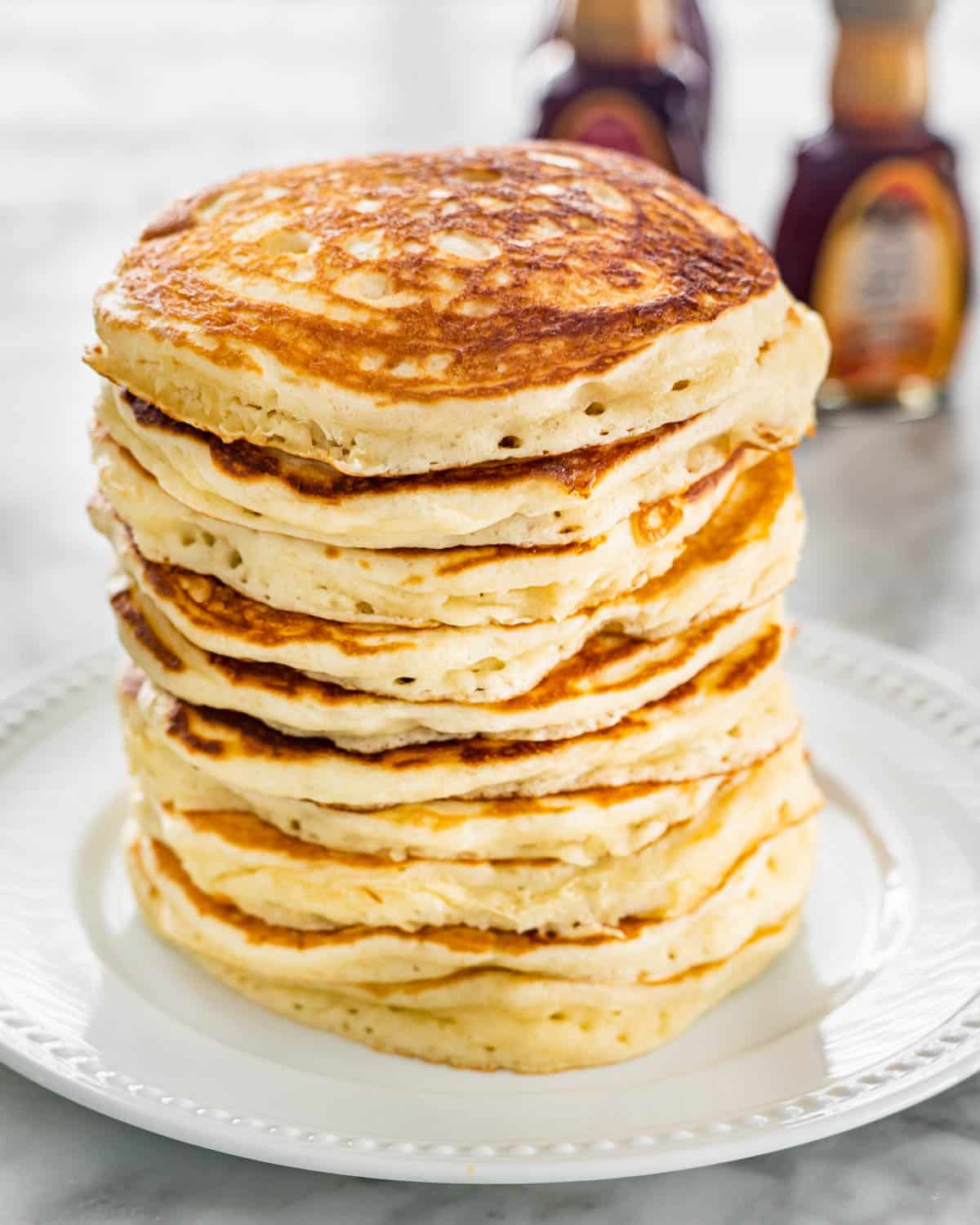 a stack of freshly made pancakes