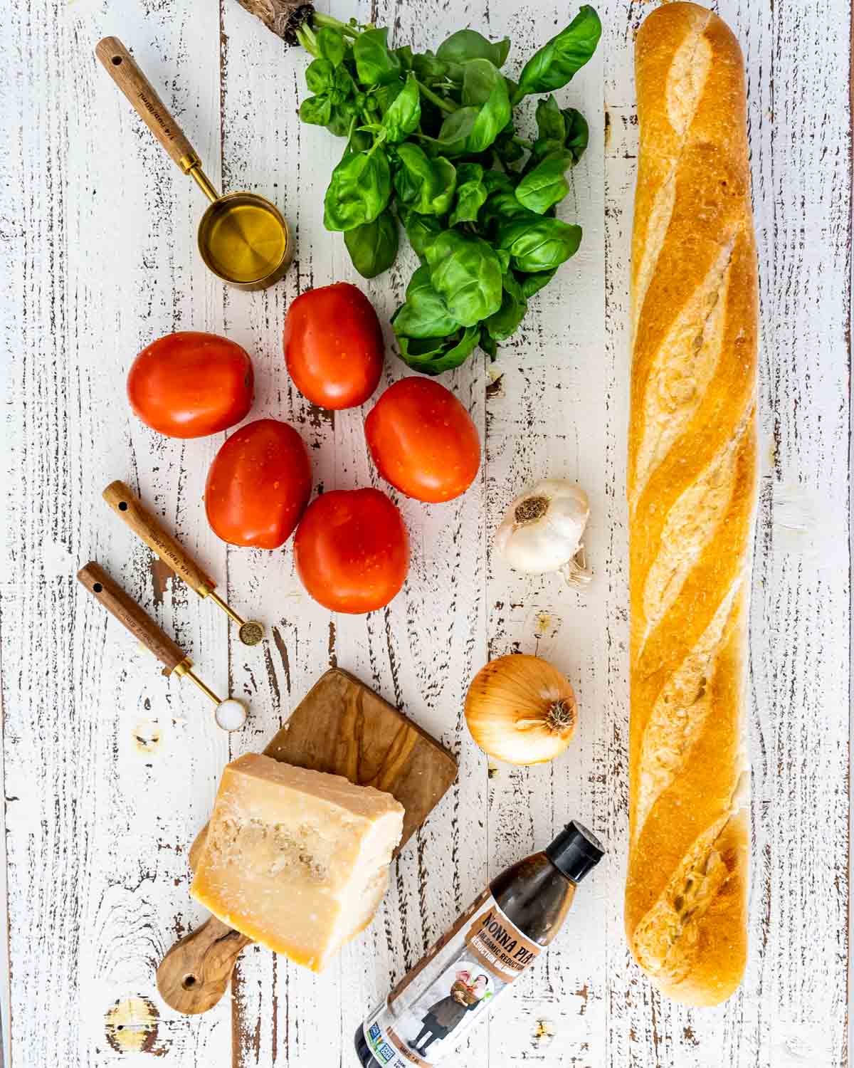 ingredients needed to make bruschetta.