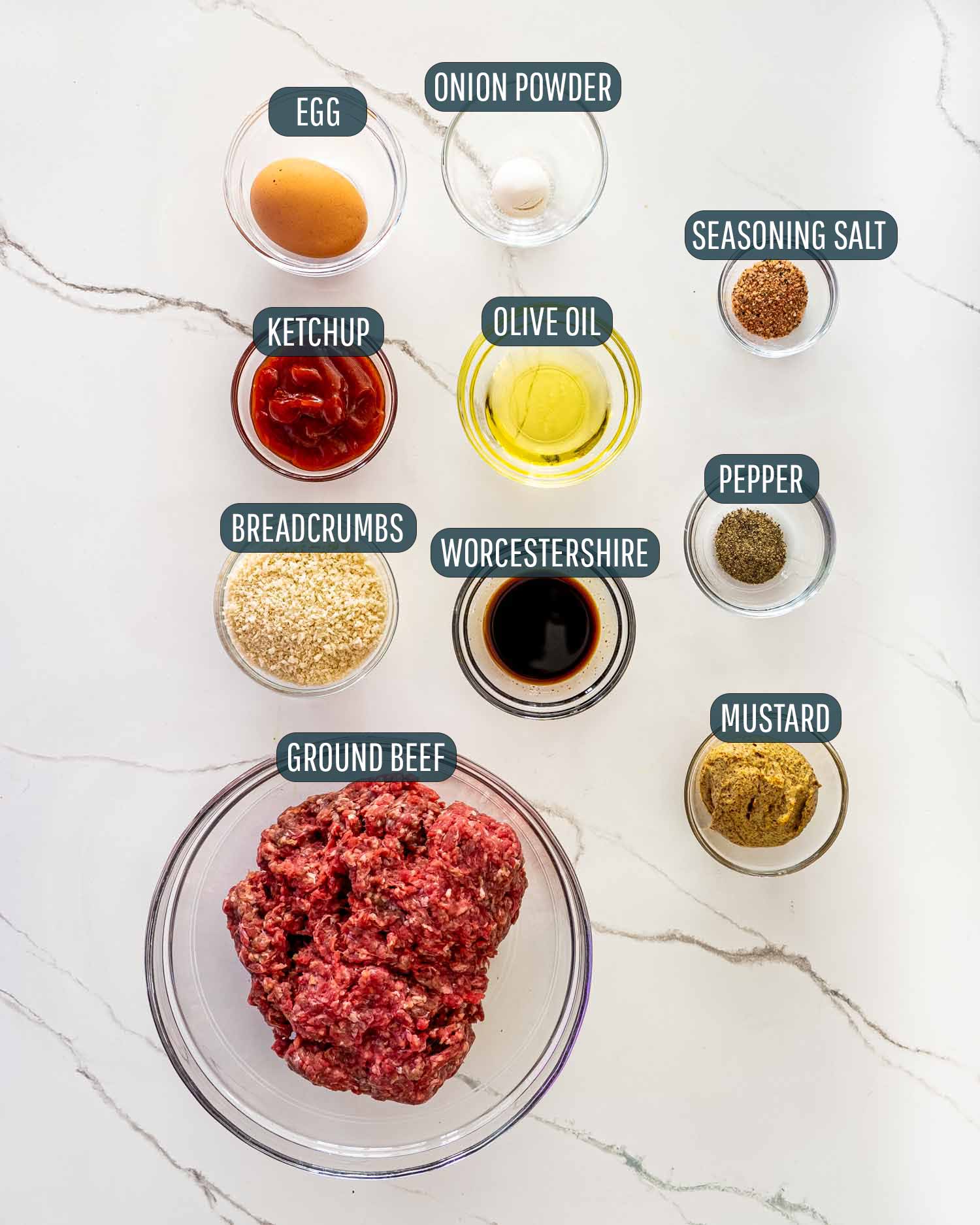 ingredients needed to make salisbury steak meatballs.