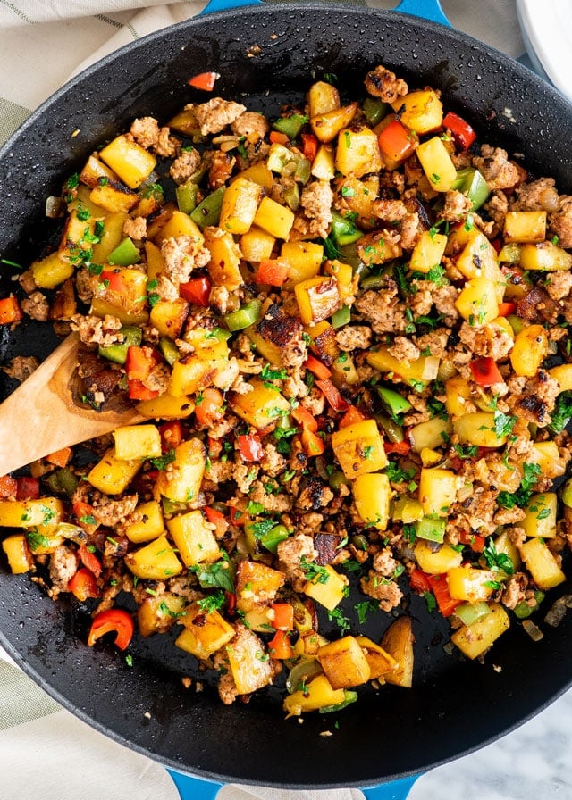 Sausage Potato Hash in a skillet