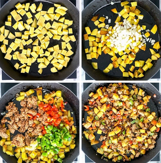 Sausage Potato Hash process shots